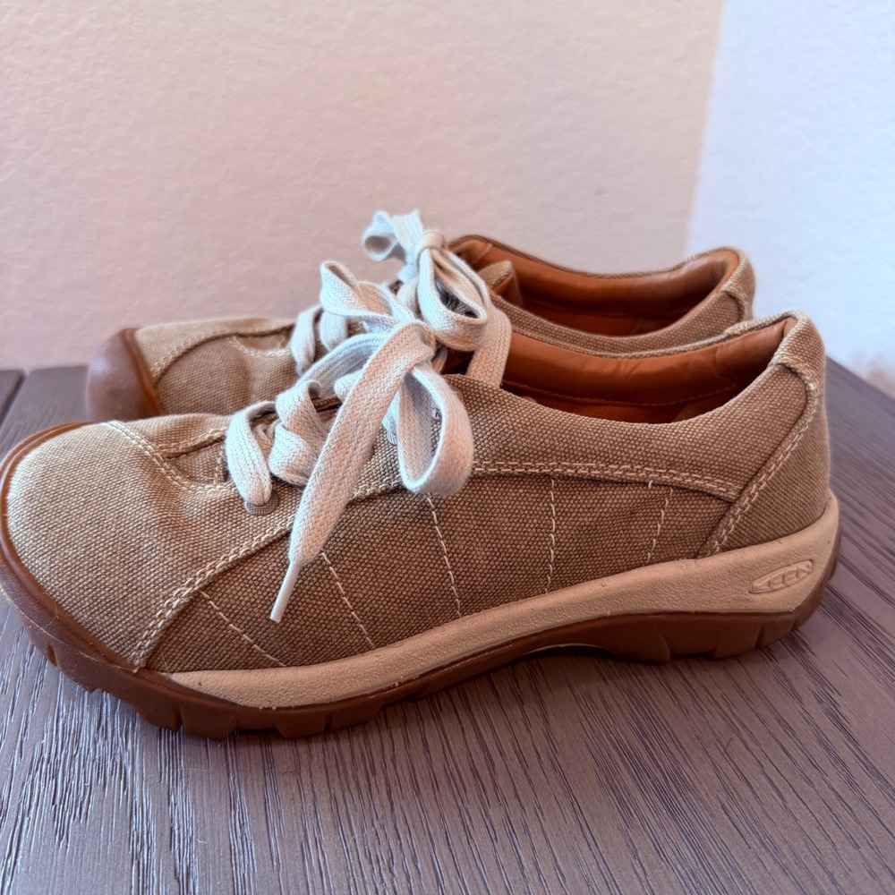 Keen Presidio Canvas Sneakers Tan Khaki‎ Lace Up Shoes 1026098 Womens 8